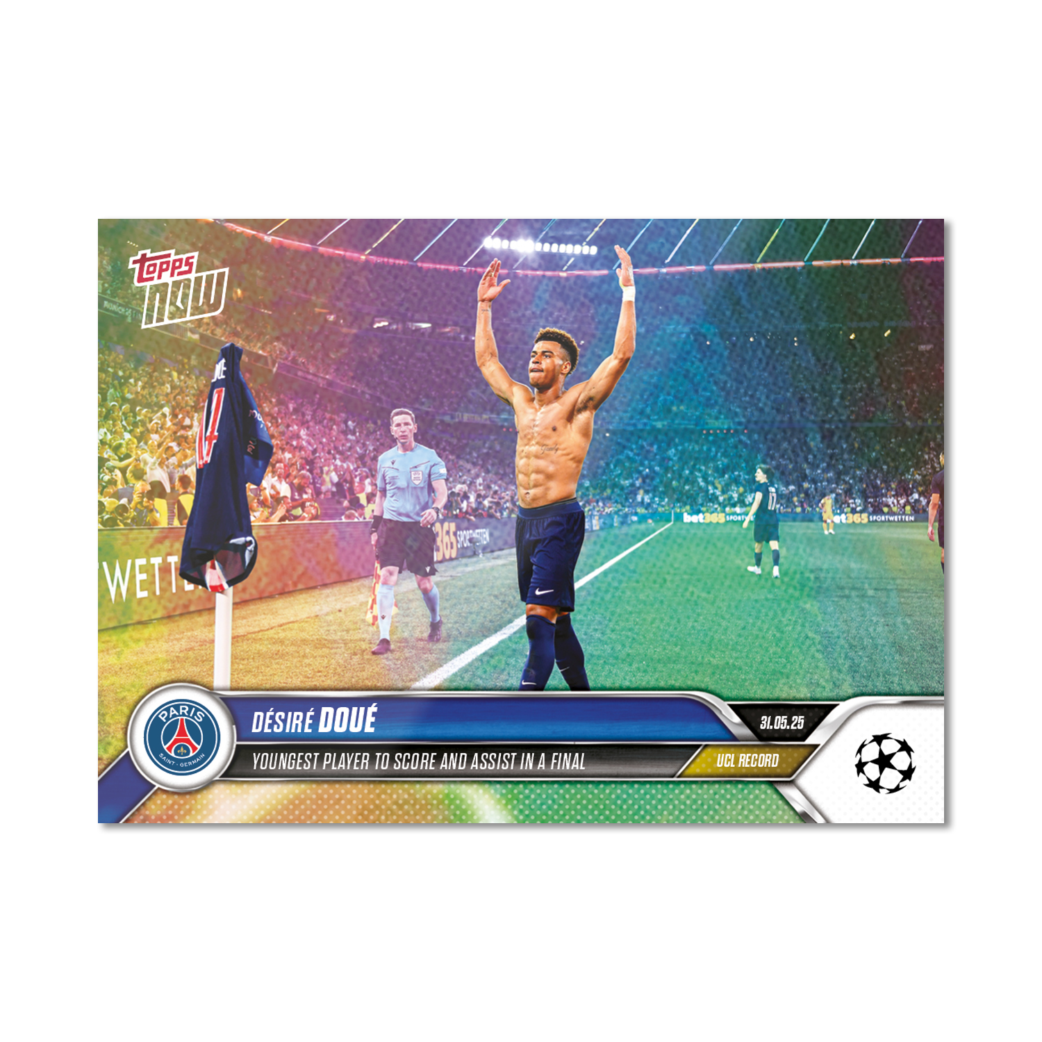 Désiré Doué - 2024-25 UCL Topps NOW - Card 162 - LOOK FOR AUTO-RELIC - PR: 5843 - Image 3