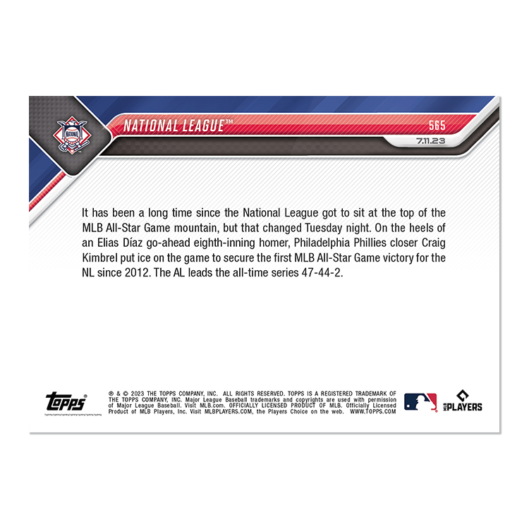 Alternative view of National League - 2023 MLB TOPPS NOW Card 565 - PR: 461