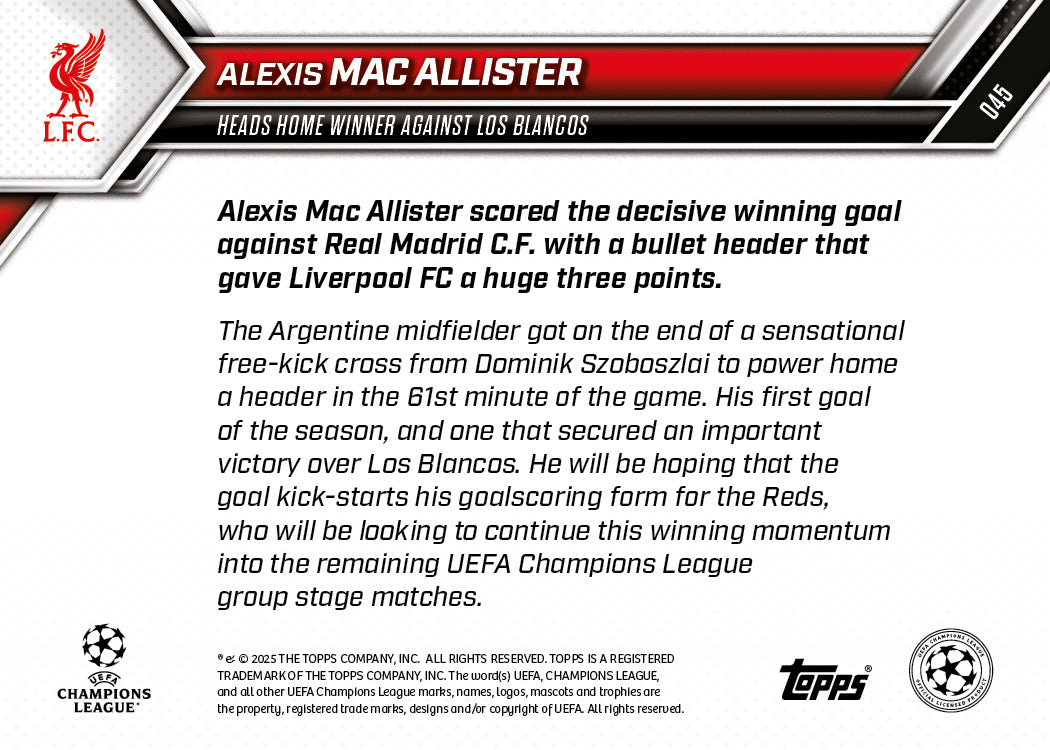 Alexis Mac Allister - 2025-26 UCL Topps NOW - Card 45 - PR: 502 - Image 7