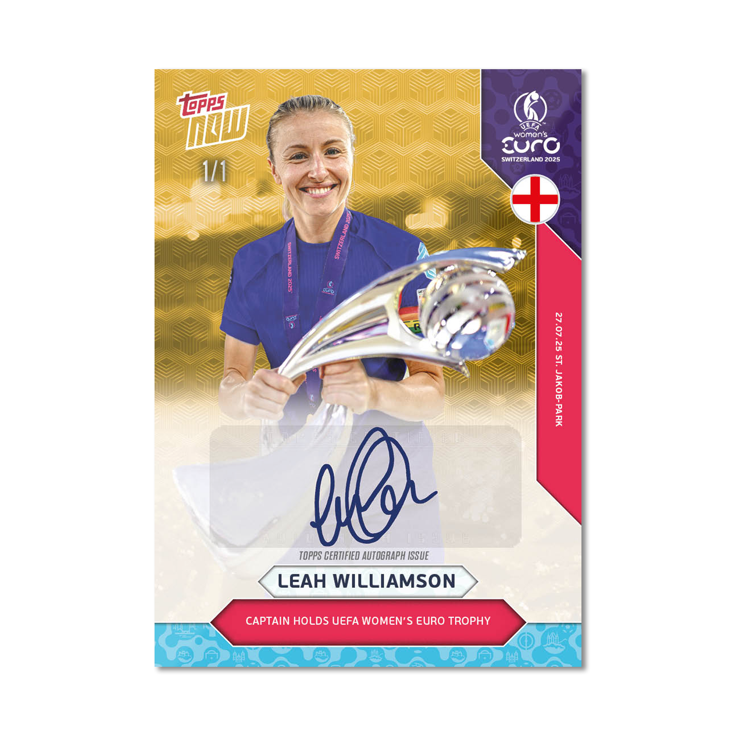 Leah Williamson - UEFA Women’s EURO 2025™ Topps NOW - Card 27 - LOOK FOR AUTO - PR: 915 - Image 2