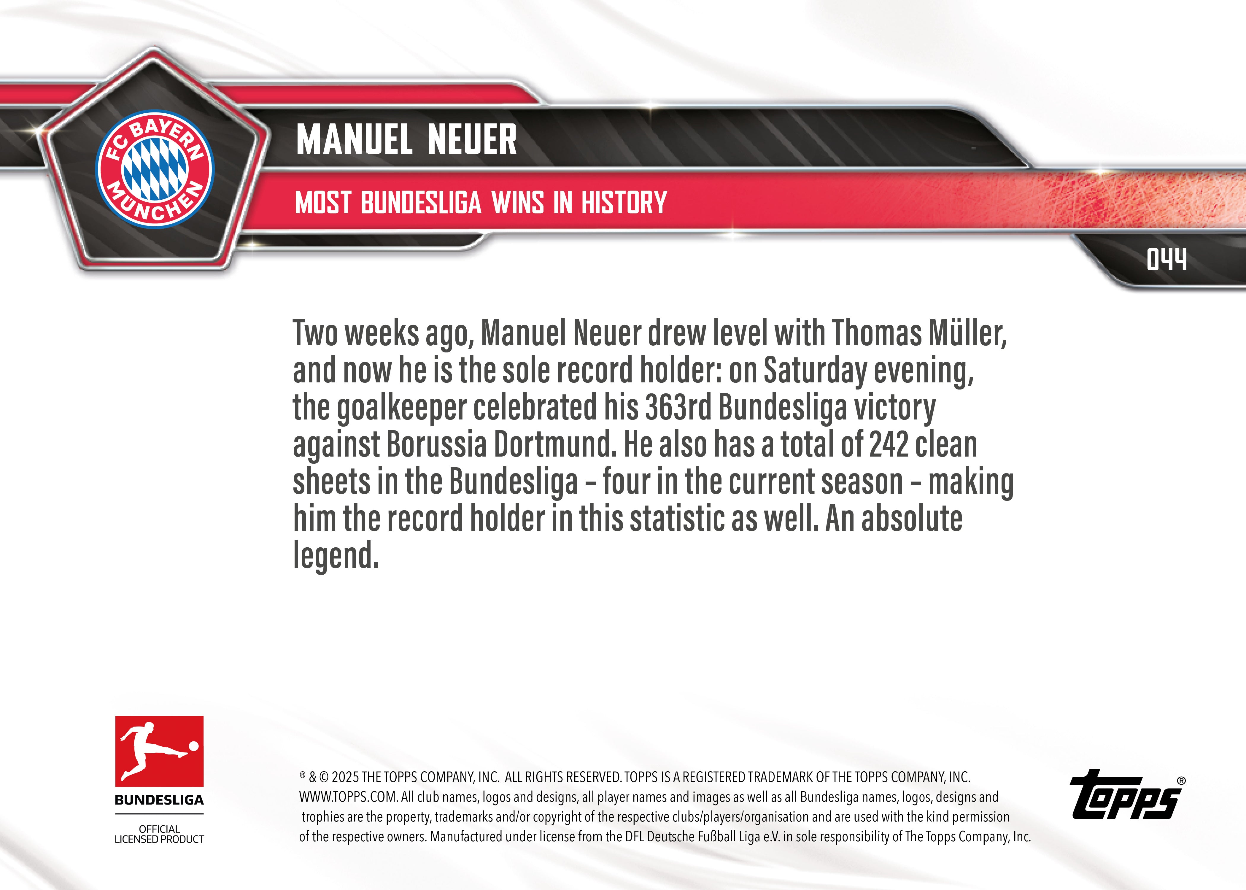 Manuel Neuer - 2025-26 Bundesliga Topps NOW - Card 44 - PR: 606 - Image 7