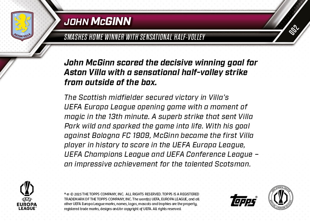 John McGinn - 2025-26 UEL Topps NOW Card 2 - PR: 171 - Image 7