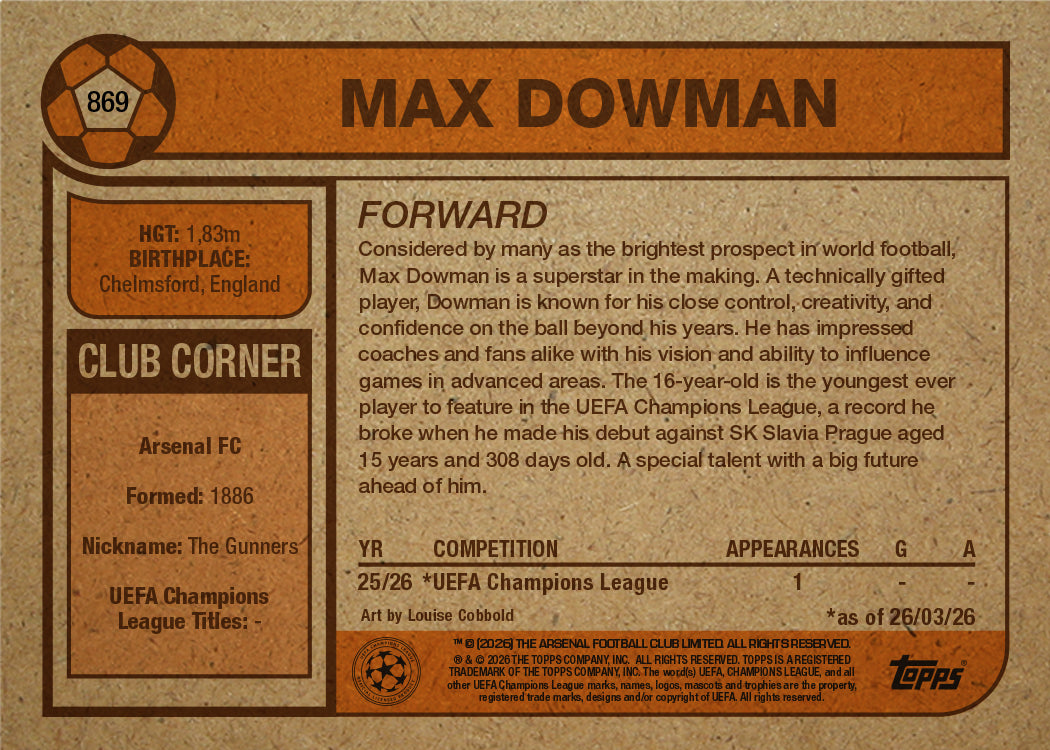 Alternative view of Max Dowman - UCC Living Set - Card 869 - PR: 9936