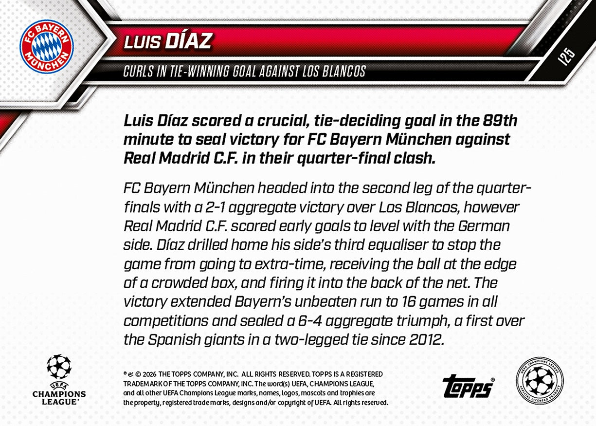 Luis Díaz - 2025-26 UCL Topps NOW - Card 123 - PR: 824 - Image 7