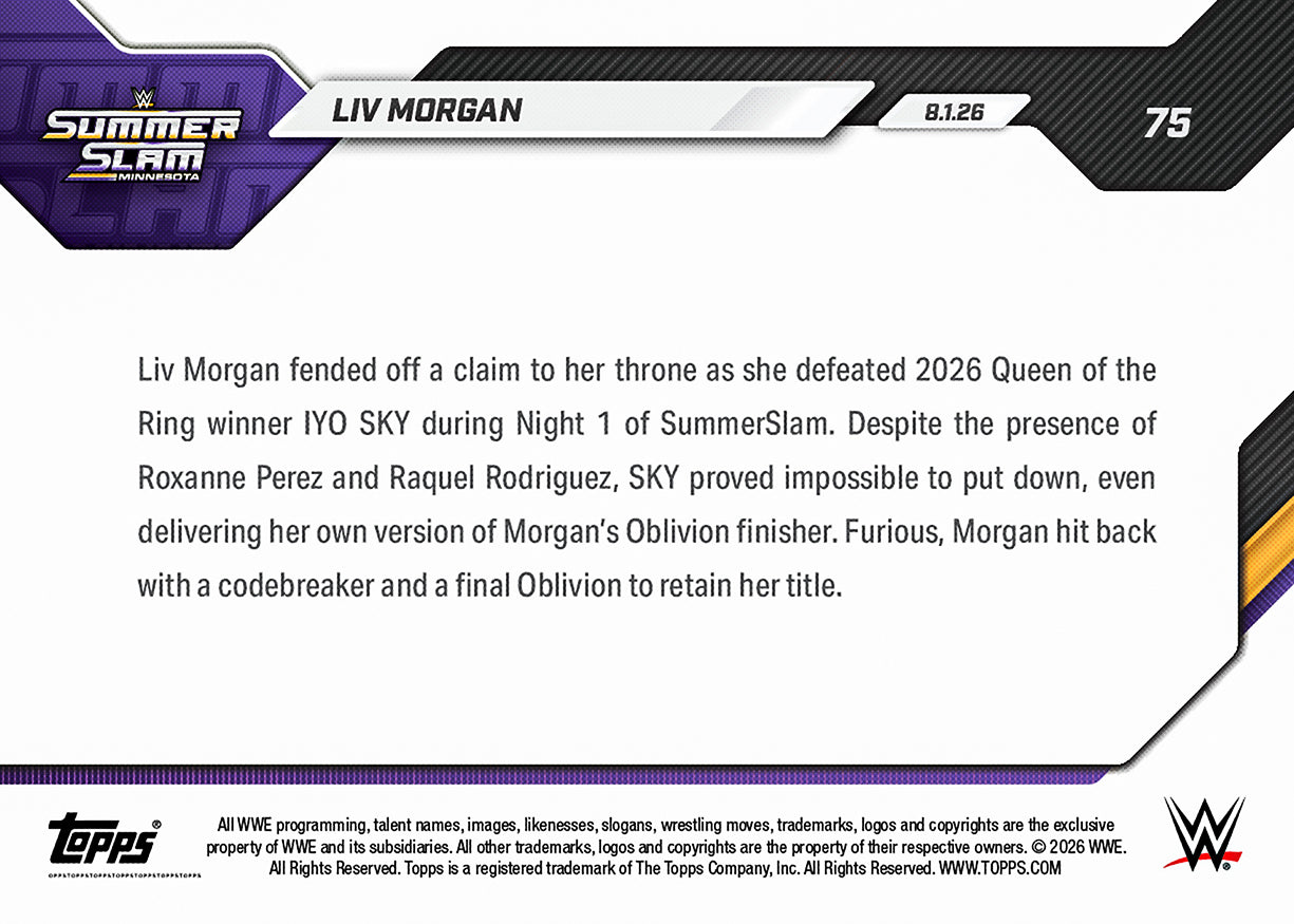 Liv Morgan - 2026 WWE Topps NOW - Card 75 - PR: 2034 - Image 2