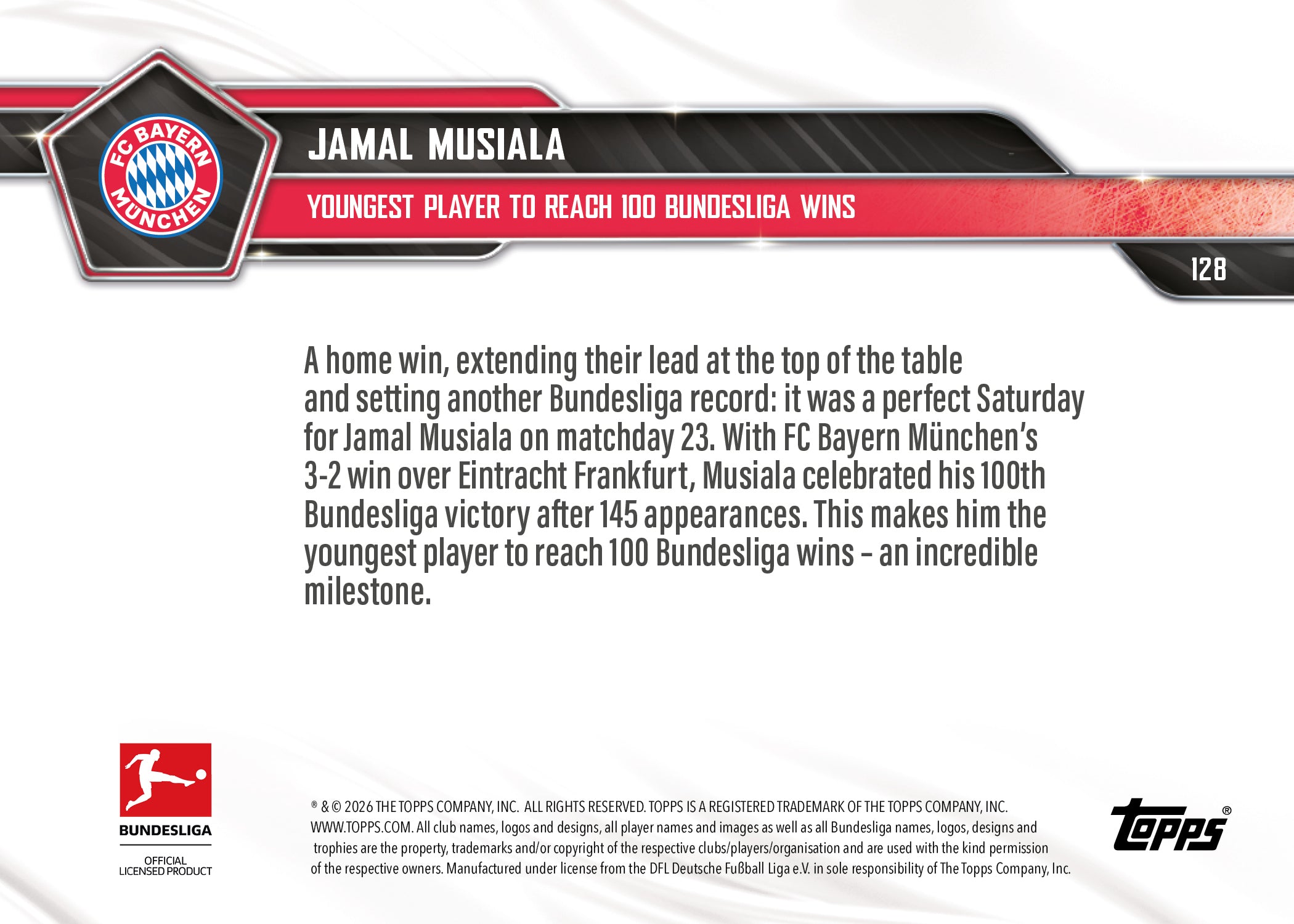 Jamal Musiala - 2025-26 Bundesliga Topps NOW - Card 128 - PR: 760 - Image 7