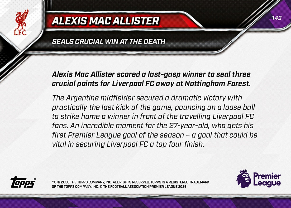 Alexis Mac Allister - 2025-26 Premier League Topps NOW - Card 143 - PR: 685 - Image 7