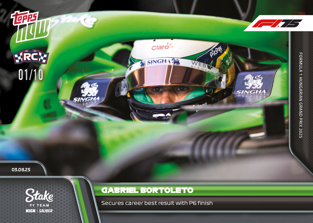 Gabriel Bortoleto - 2025 Formula 1 Topps NOW - Card 56 - PR: 1394 - Image 4