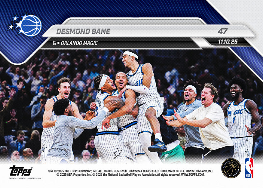 Desmond Bane - 2025-26 NBA Topps NOW - Card 47 - PR: 472 - Image 2