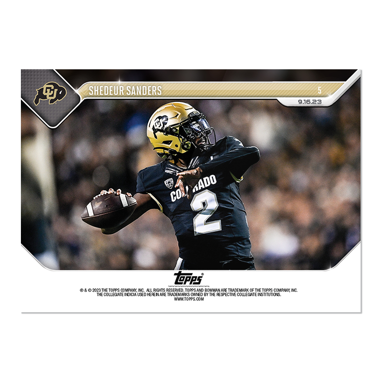 Alternative view of Shedeur Sanders - 2023 Bowman U NOW Football Card 5 - PR: 23144