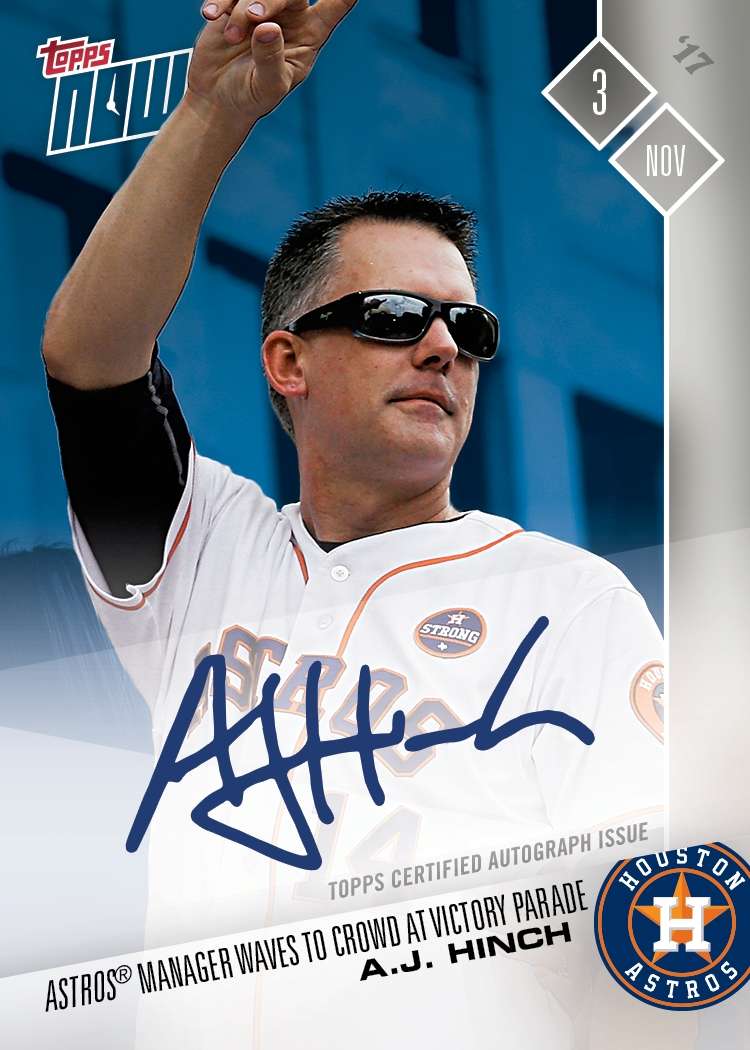 Autographed Card # to 49 - AJ Hinch Victory Parade - TOPPS NOW Card