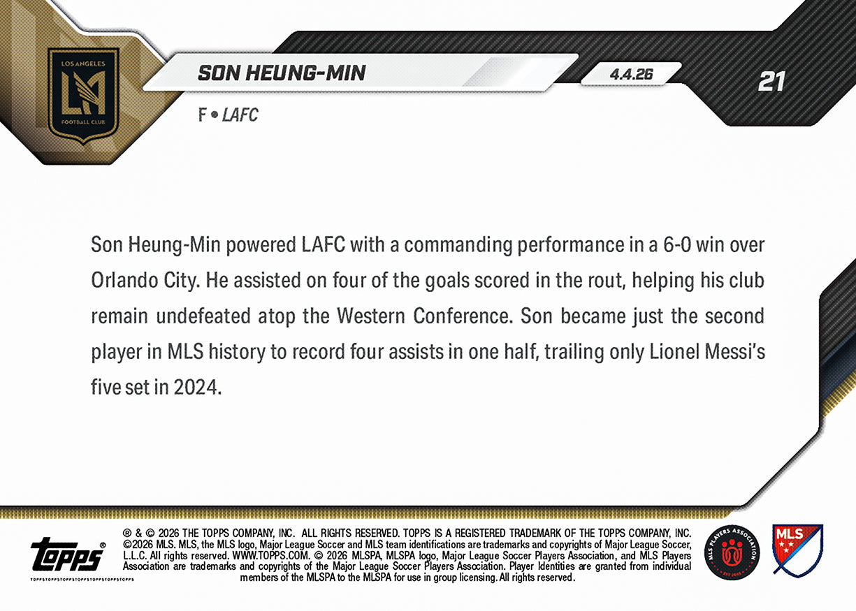 Son Heung-Min - 2026 MLS Topps NOW - Card 21 - PR: 650 - Image 2