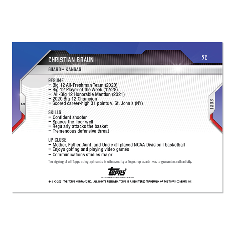 On-Card Auto # to 25 - Christian Braun - 2021 Bowman NEXT TOPPS NOW Basketball Card 7C - Image 2