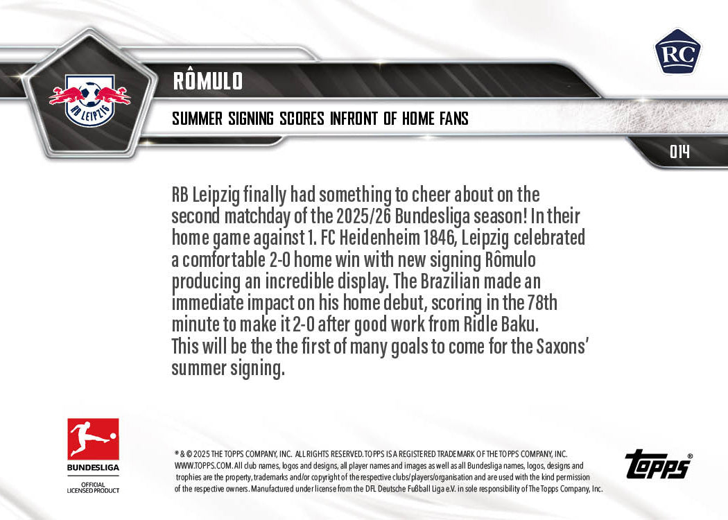 Romulo - 2025-26 Bundesliga Topps NOW - Card 14 - PR: 285 - Image 7