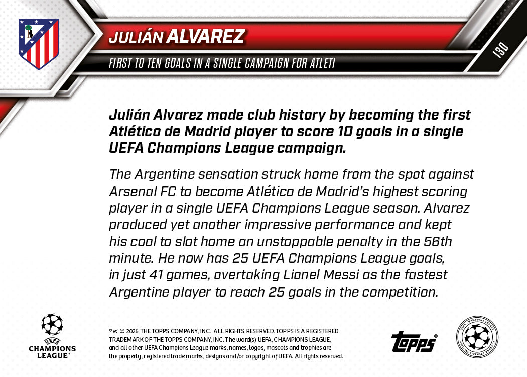 Julián Alvarez - 2025-26 UCL Topps NOW - Card 130 - PR: 581 - Image 7