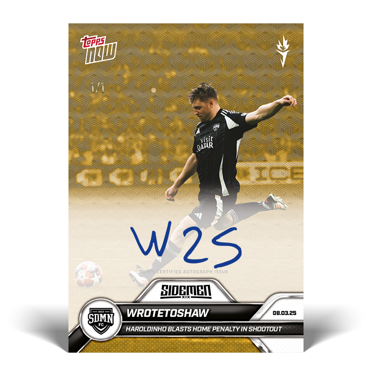 Alternative view of Wrotetoshaw - 2025 Sidemen Charity Match Topps NOW Card 15 - LOOK FOR AUTO - PR: 291