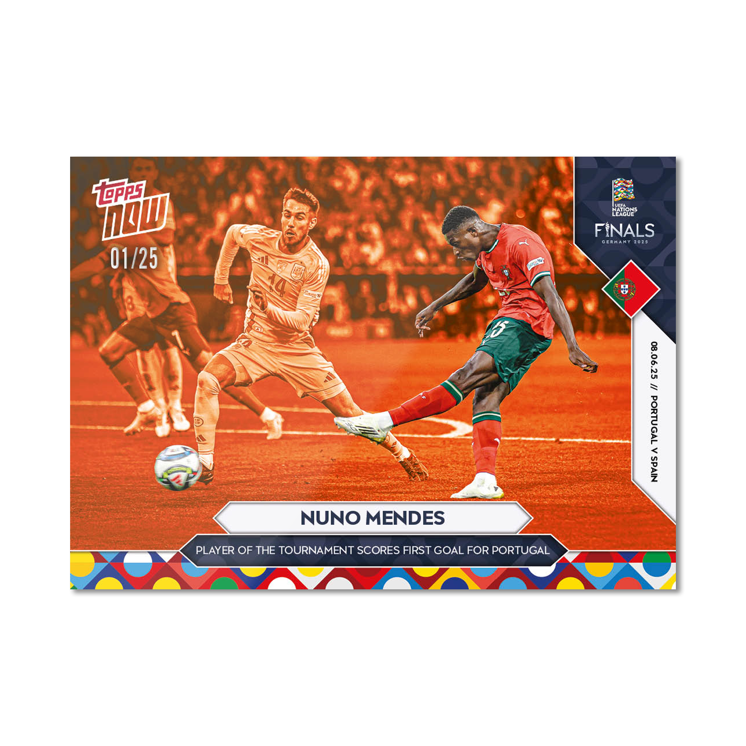 Nuno Mendes - 2025 UEFA Nations League Topps NOW - Card 6 - PR: 421 - Image 5