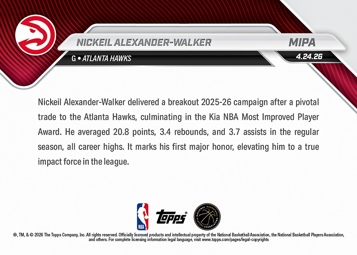 Nickeil Alexander-Walker - 2025-26 NBA Topps NOW - Card MIPA - PR: 568 - Image 2