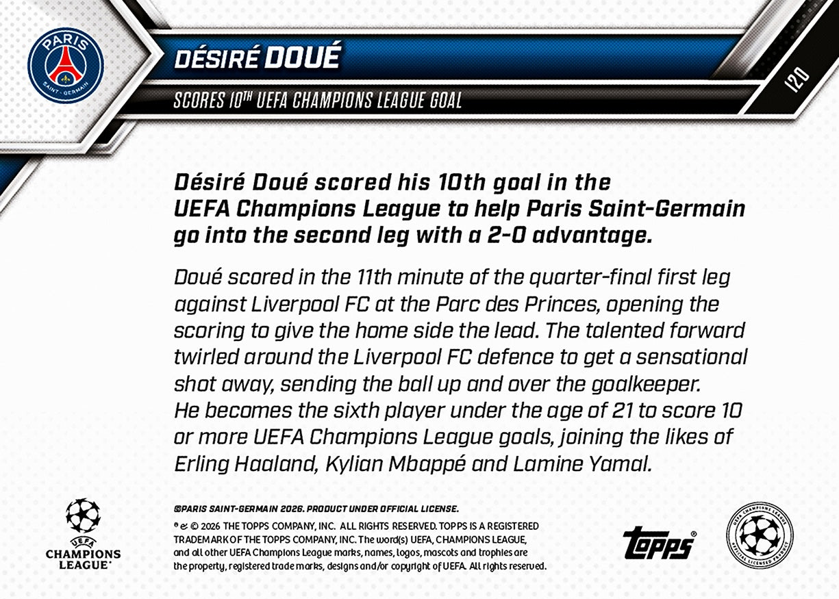 Désiré Doué - 2025-26 UCL Topps NOW - Card 120 - PR: 933 - Image 7