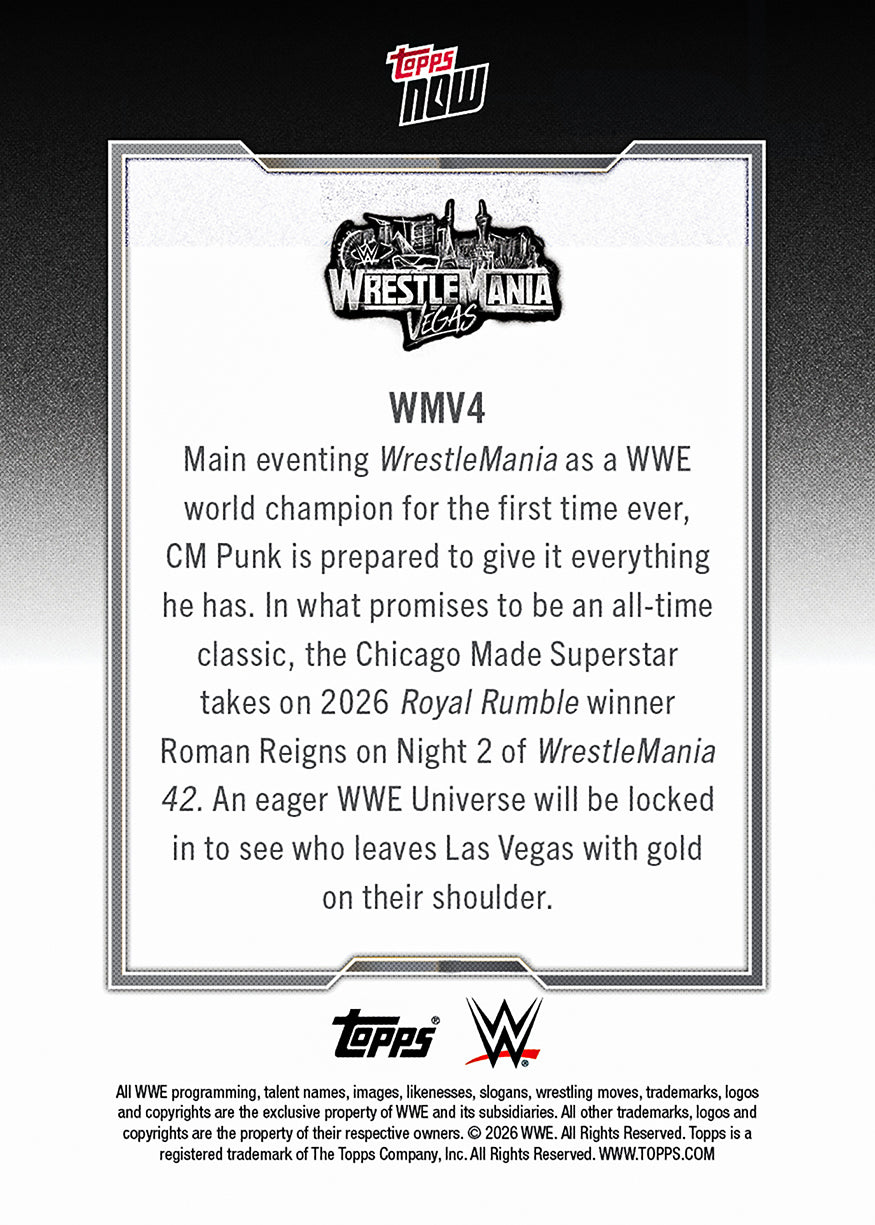 CM Punk / Roman Reigns - 2026 WWE Topps NOW - Card WMV4 - PR: 2276 - Image 3
