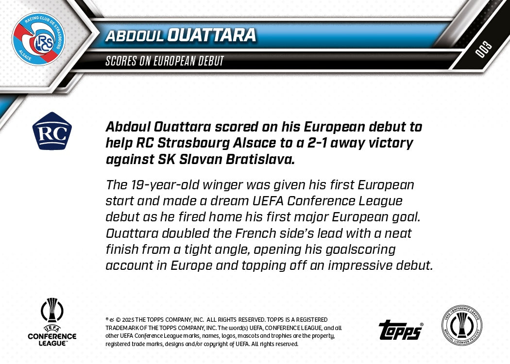 Abdoul Ouattara - 2025-26 UECL Topps NOW - Card 3 - PR: 154 - Image 7