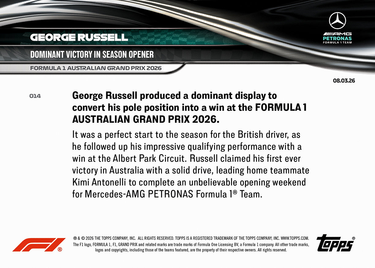 George Russell - 2026 Formula 1 Topps NOW - Card 14 - PR: 5007 - Image 8
