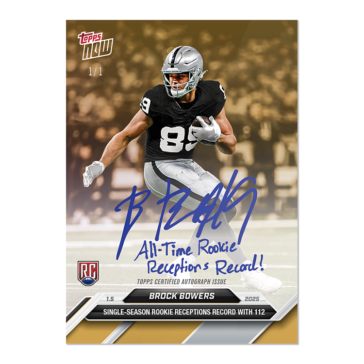 Alternative view of Brock Bowers - 2024 Topps NOW Football Card 20 - LOOK FOR AUTOS - PR: 4111