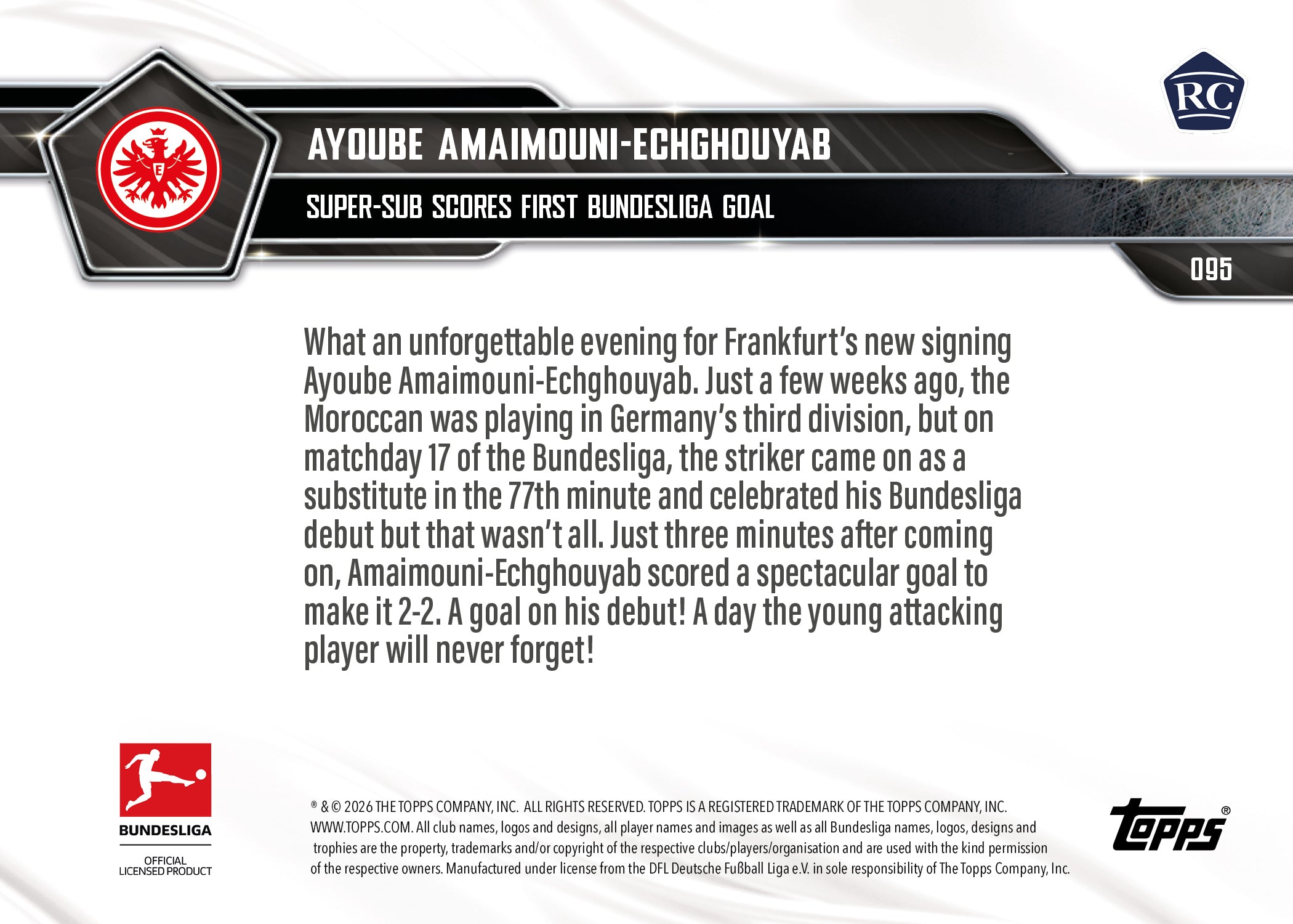 Ayoube Amaimouni-Echghouyab - 2025-26 Bundesliga Topps NOW - Card 95 - PR: 605 - Image 7