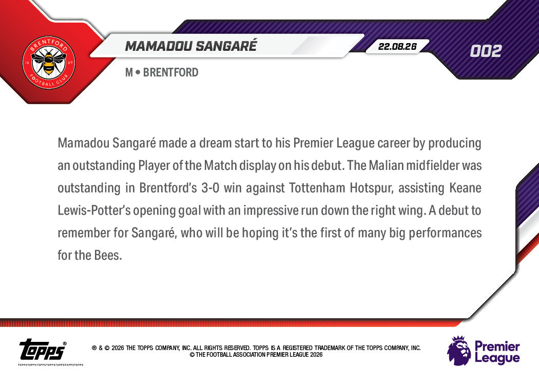 Mamadou Sangaré - 2026-27 Premier League Topps NOW - Card 2 - PR: 470 - Image 6
