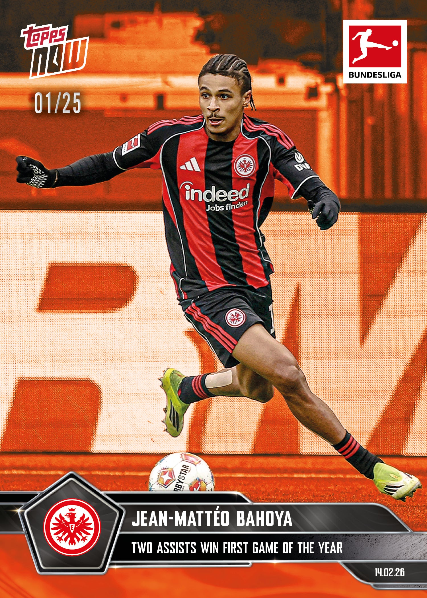 Jean-Mattéo Bahoya - 2025-26 Bundesliga Topps NOW - Card 123 - PR: 252 - Image 5