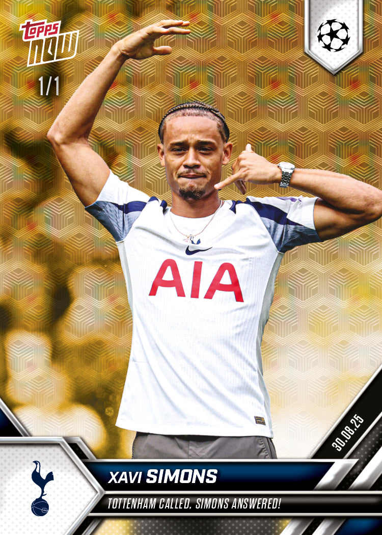 Alternative view of Xavi Simons - 2025-26 UCL Topps NOW Card 6 - PR: 896