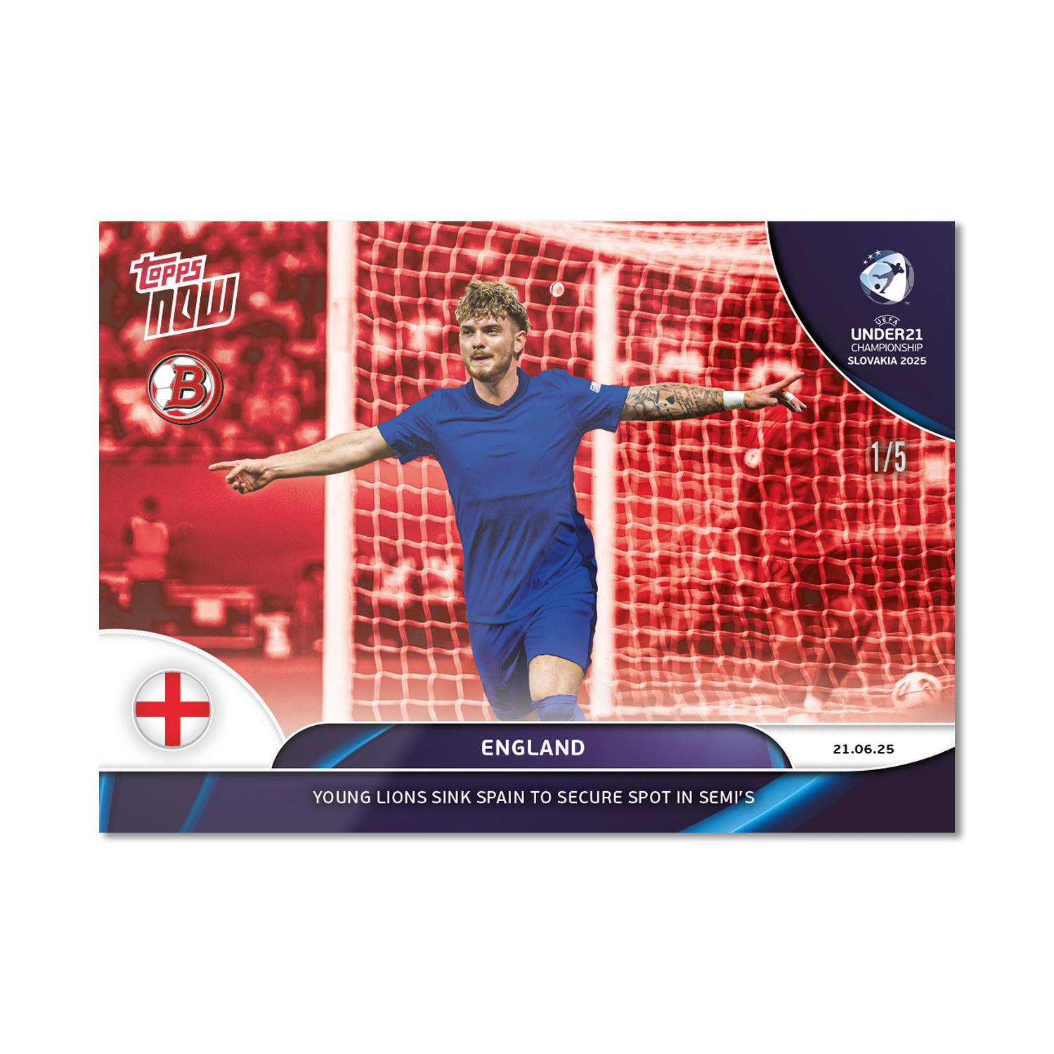 England - 2025 UEFA Euro U-21 Topps NOW - Card 7 - PR: 94 - Image 3