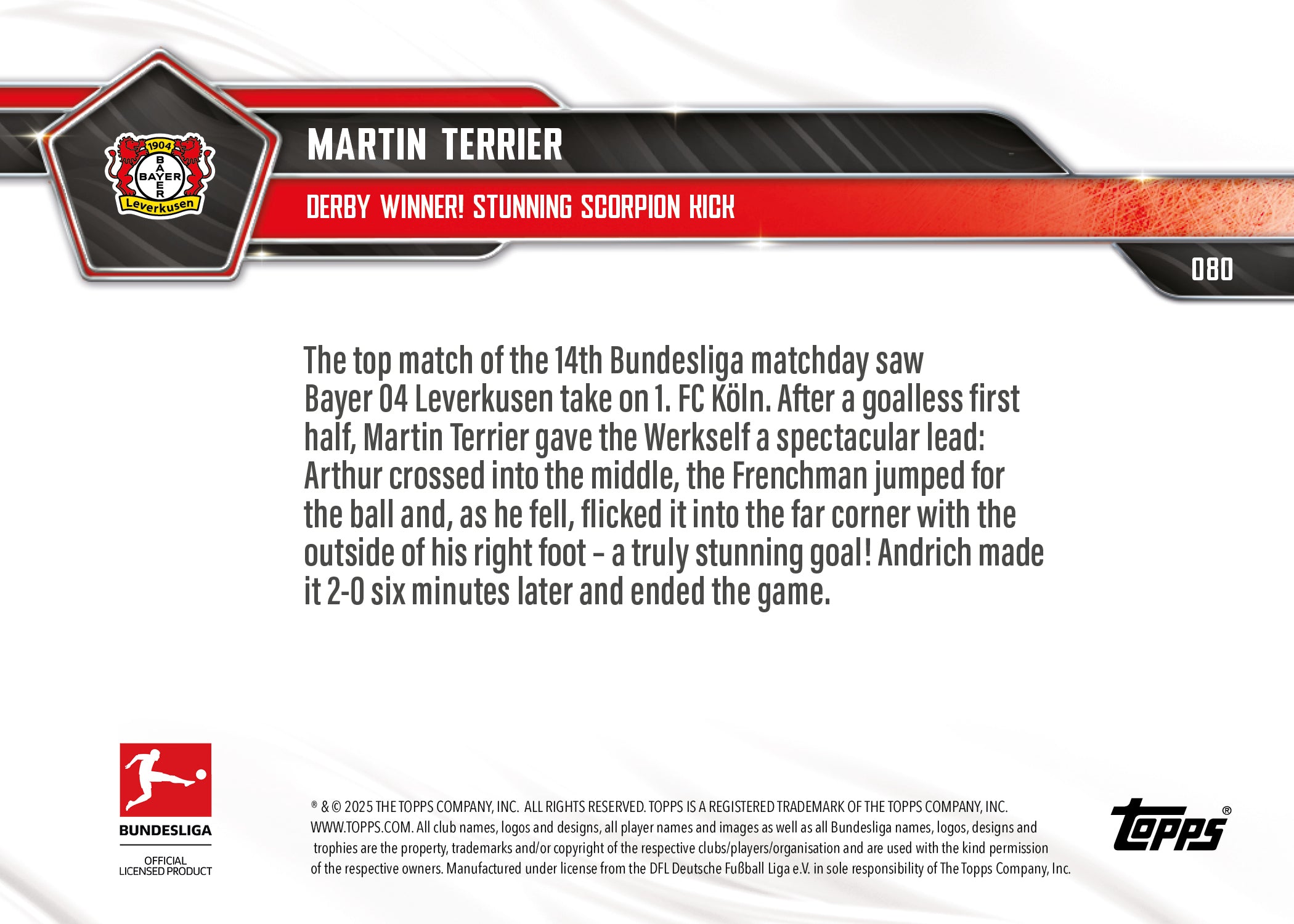 Martin Terrier - 2025-26 Bundesliga Topps NOW - Card 80 - PR: 142 - Image 7