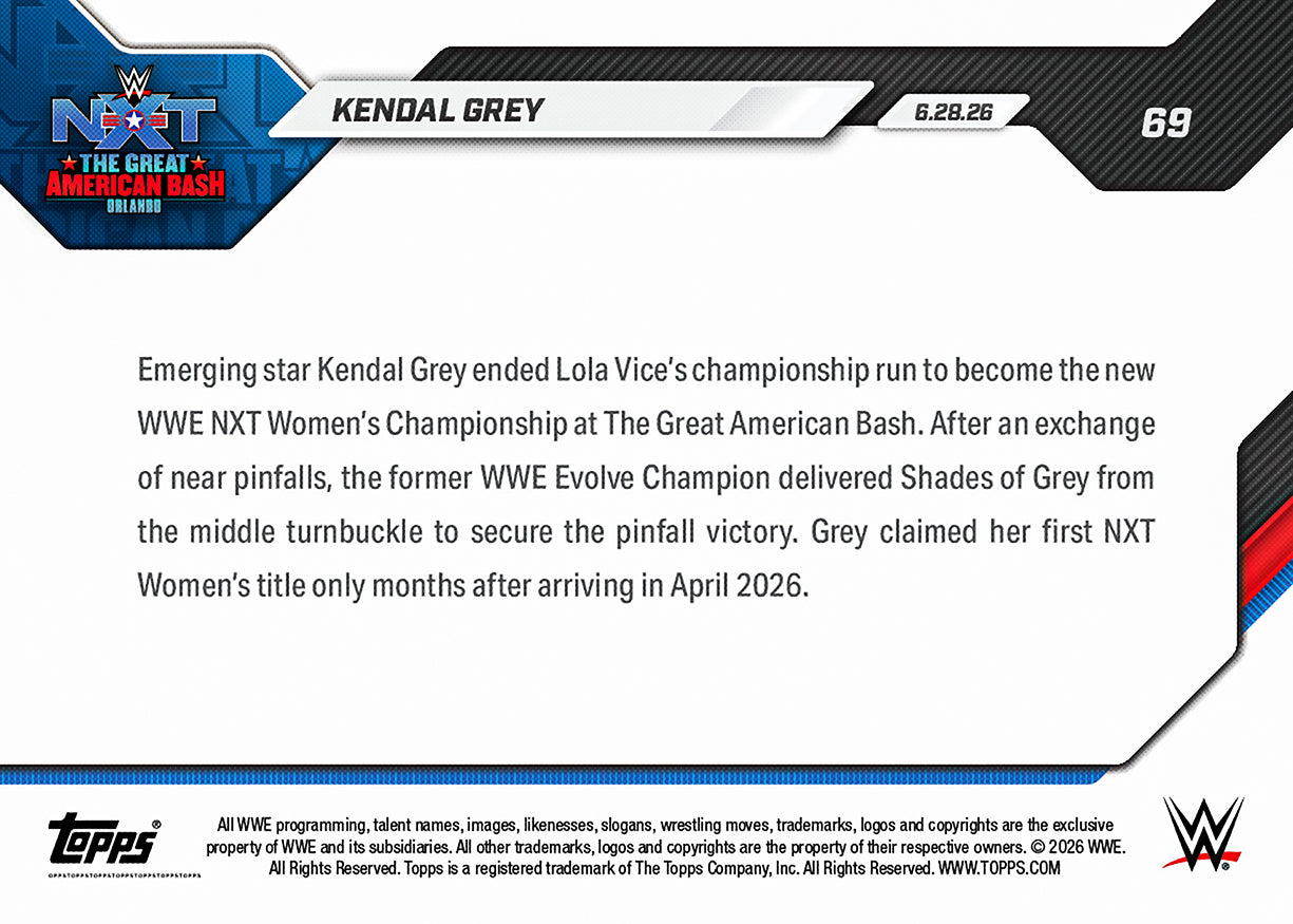 Kendal Grey - 2026 WWE Topps NOW - Card 69 - PR: 2810 - Image 3