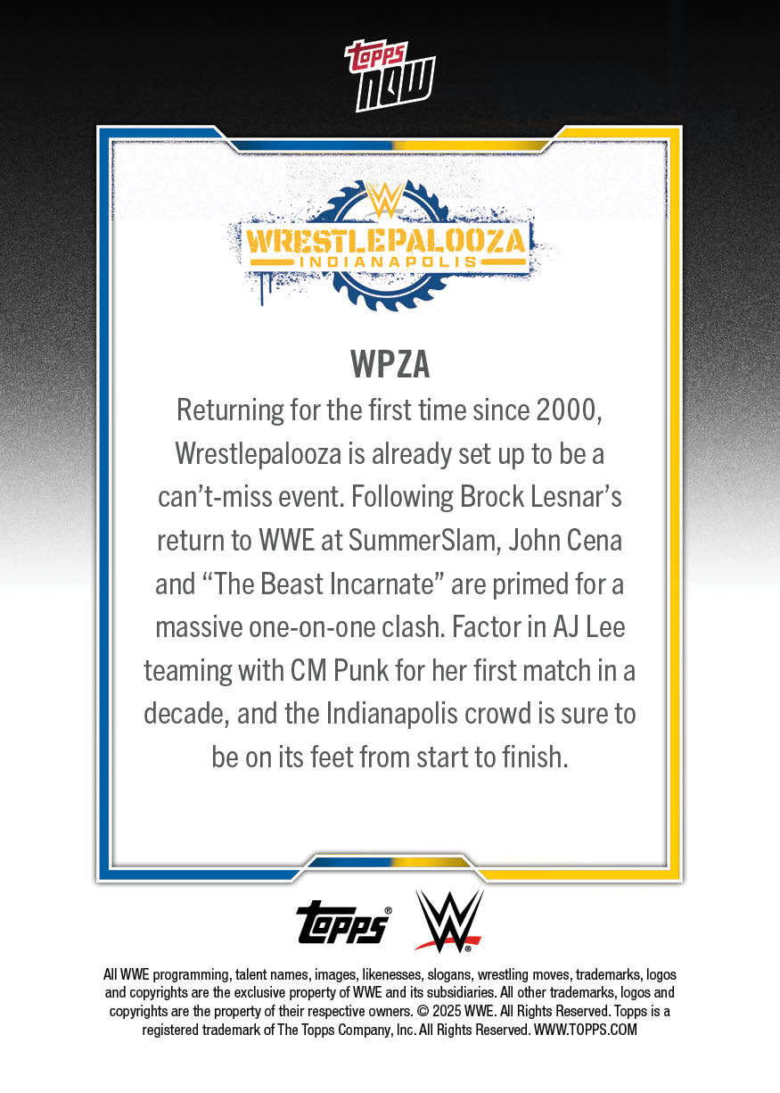 John Cena/Brock Lesnar - 2025 WWE Topps NOW - Card WPZA - PR: 1584 - Image 3