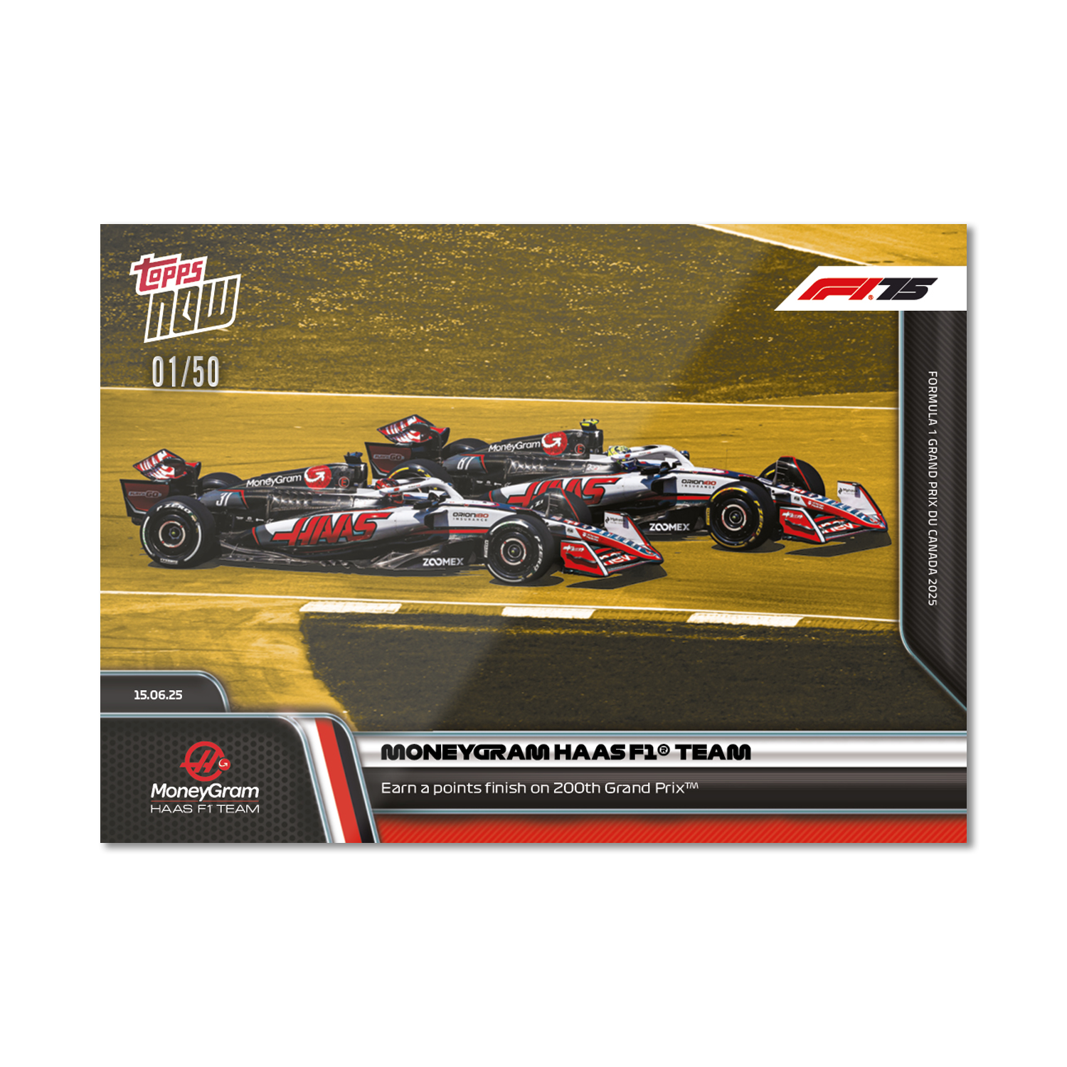 MoneyGram Haas F1 Team - 2025 Formula 1 Topps NOW - Card 46 - PR: 729 - Image 6