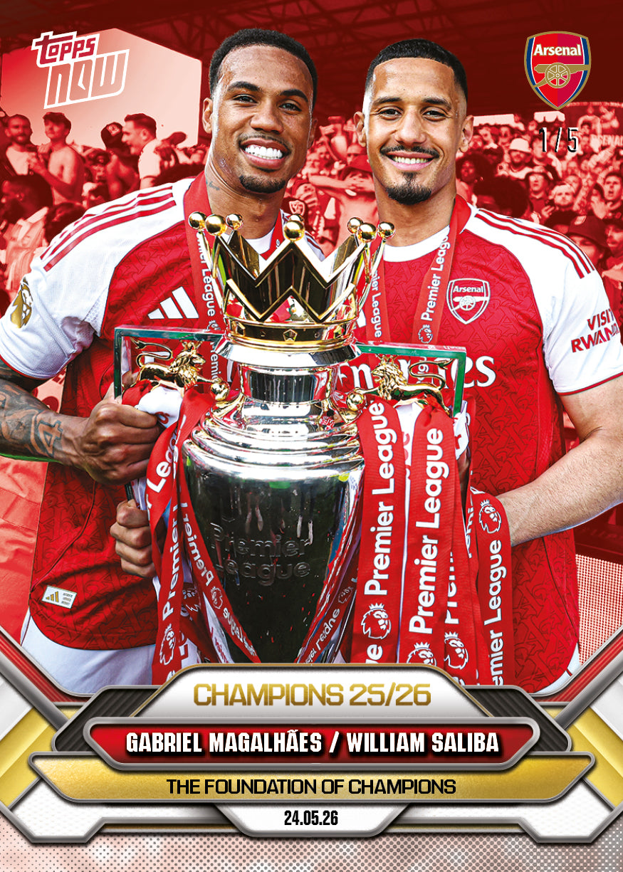 Gabriel Magalhães / William Saliba - 2025-26 Arsenal FC Topps NOW - Card 5 - PR: 5615 - Image 4