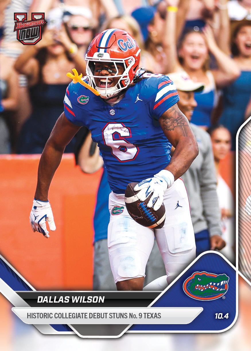 Alternative view of Dallas Wilson - 2025-26 Bowman U NOW Football - Card 24 - PR: 1075