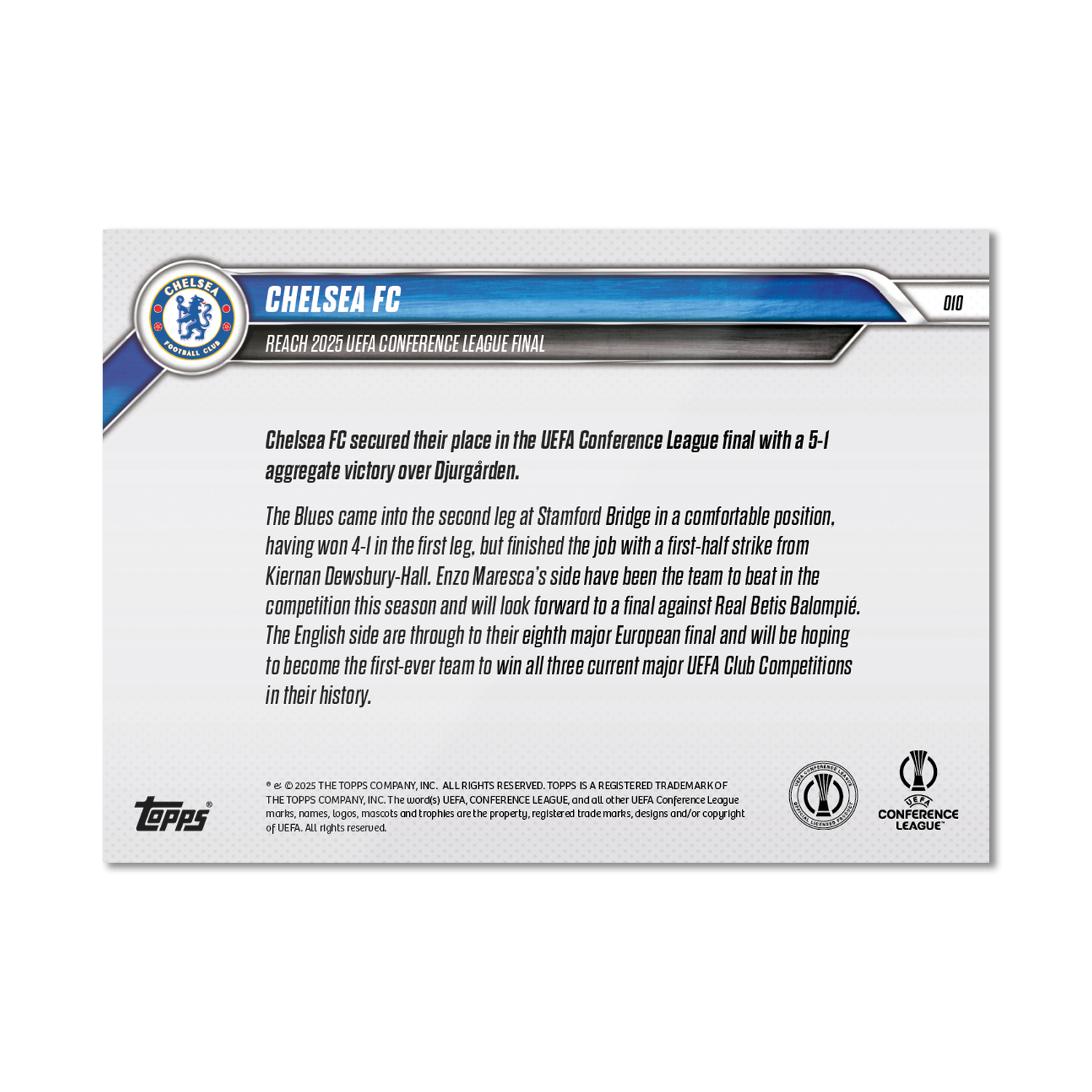 Chelsea FC - 2024-25 UECL Topps NOW - Card 10 - PR: 218 - Image 7