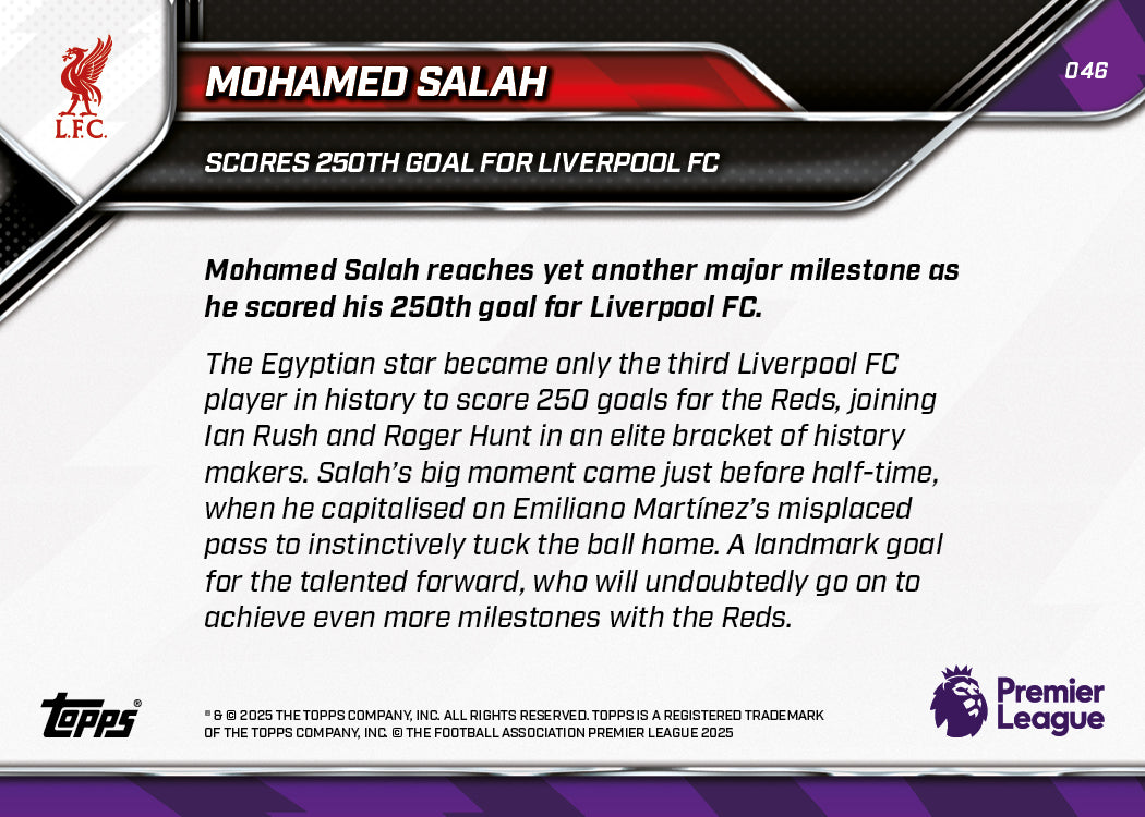 Mohamed Salah - 2025-26 Premier League Topps NOW - Card 46 - PR: 1406 - Image 8