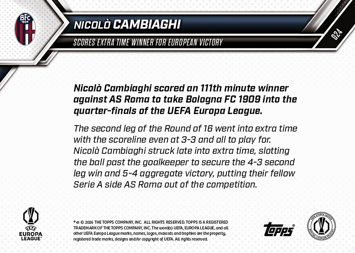 Nicolò Cambiaghi - 2025-26 UEL Topps NOW - Card 24 - PR: 56 - Image 7