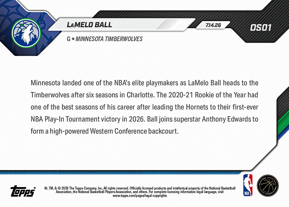 LaMelo Ball - 2026-27 NBA Topps NOW - Card OS01 - PR: 2958 - Image 2