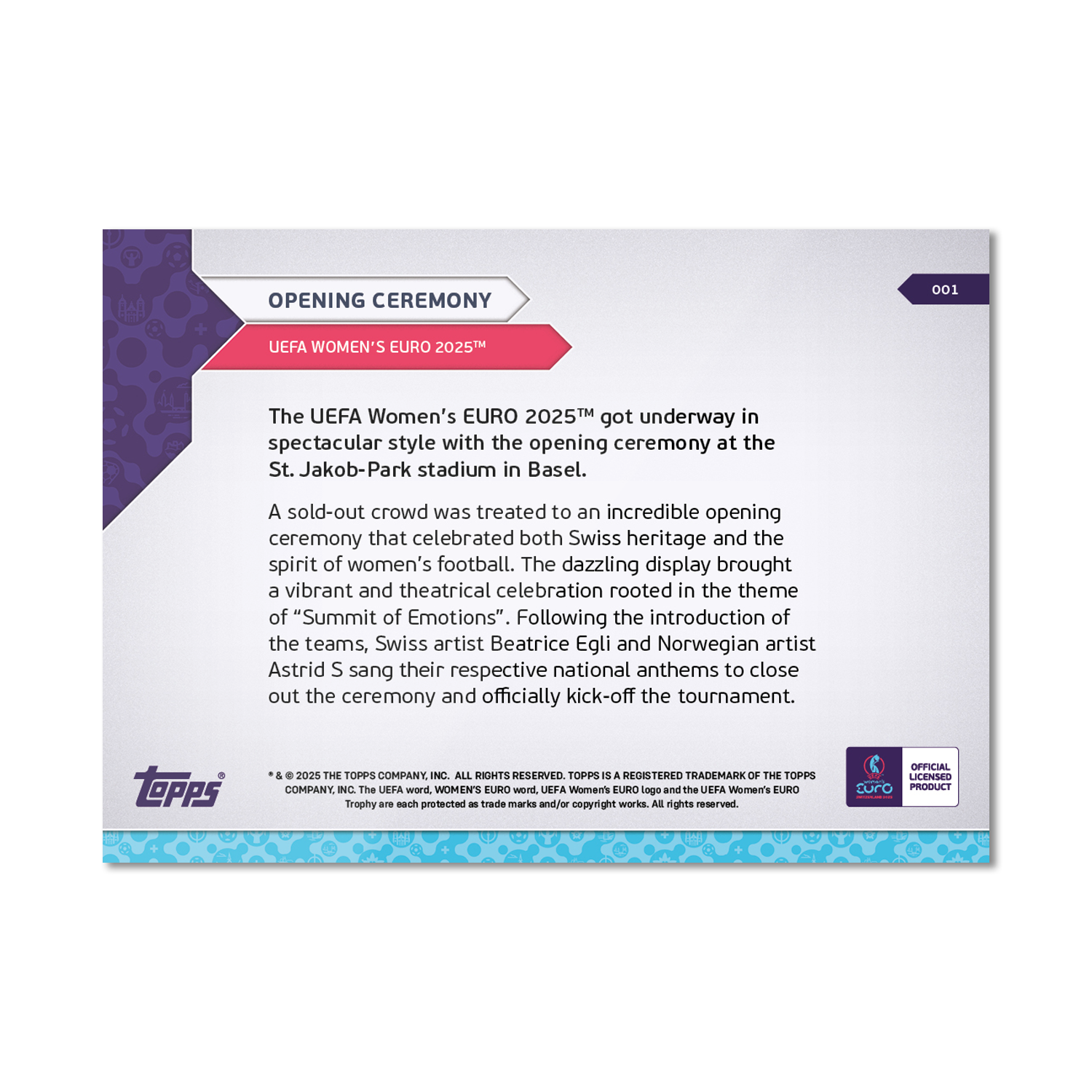 Opening Ceremony - UEFA Women’s EURO 2025™ Topps NOW - Card 1 - PR: 85 - Image 7