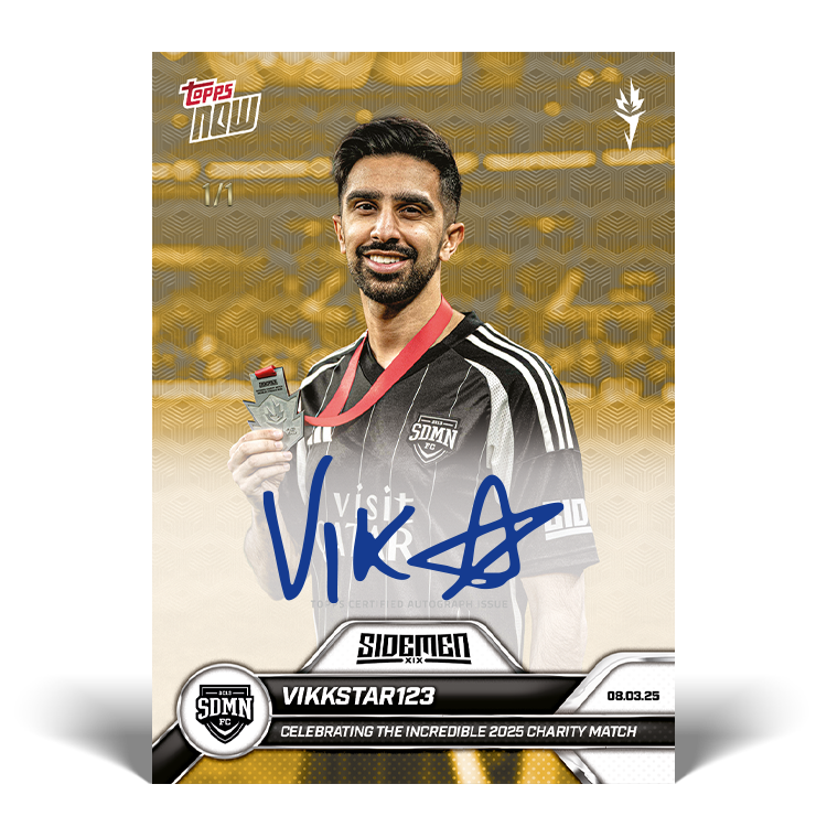 Alternative view of Vikkstar123 - 2025 Sidemen Charity Match Topps NOW Card 14 - LOOK FOR AUTO - PR: 146