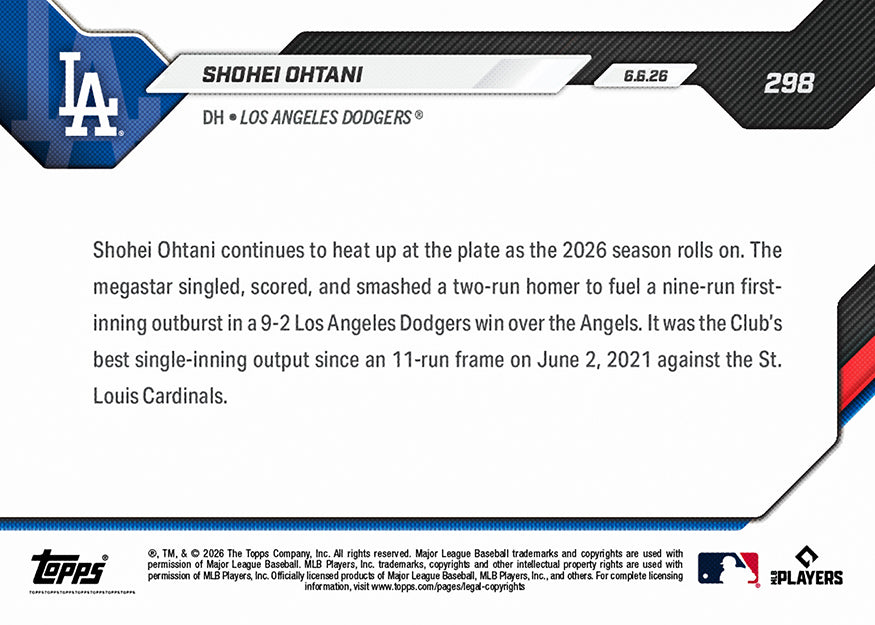 Shohei Ohtani - 2026 MLB Topps NOW - Card 298 - PR: 5887 - Image 2