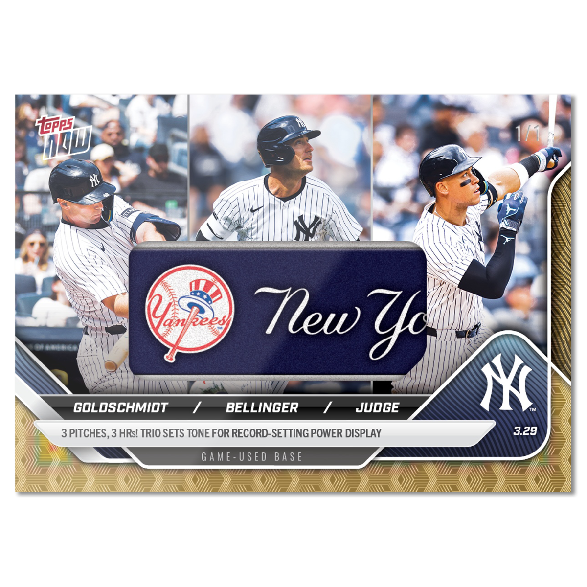 Paul Goldschmidt/Cody Bellinger/Aaron Judge - 2025 MLB Topps NOW - Card 19 - LOOK FOR RELICS - PR: 4705 - Image 2