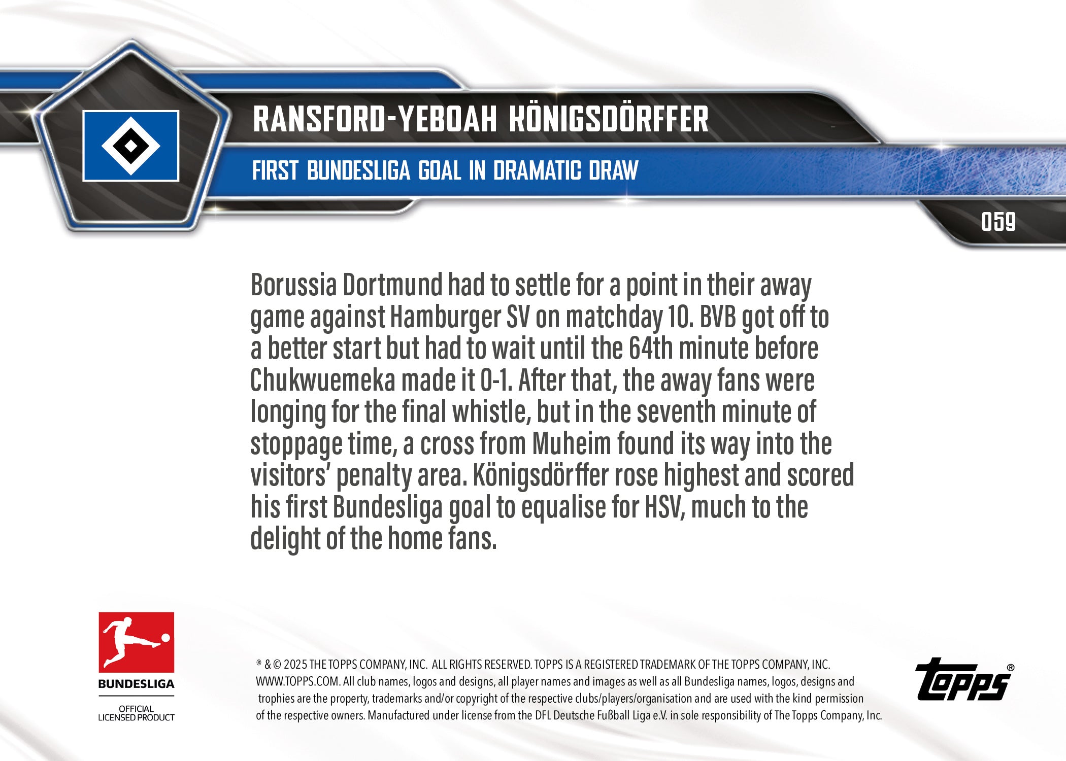 Ransford-Yeboah Königsdörffer - 2025-26 Bundesliga Topps NOW - Card 59 - PR: 519 - Image 7