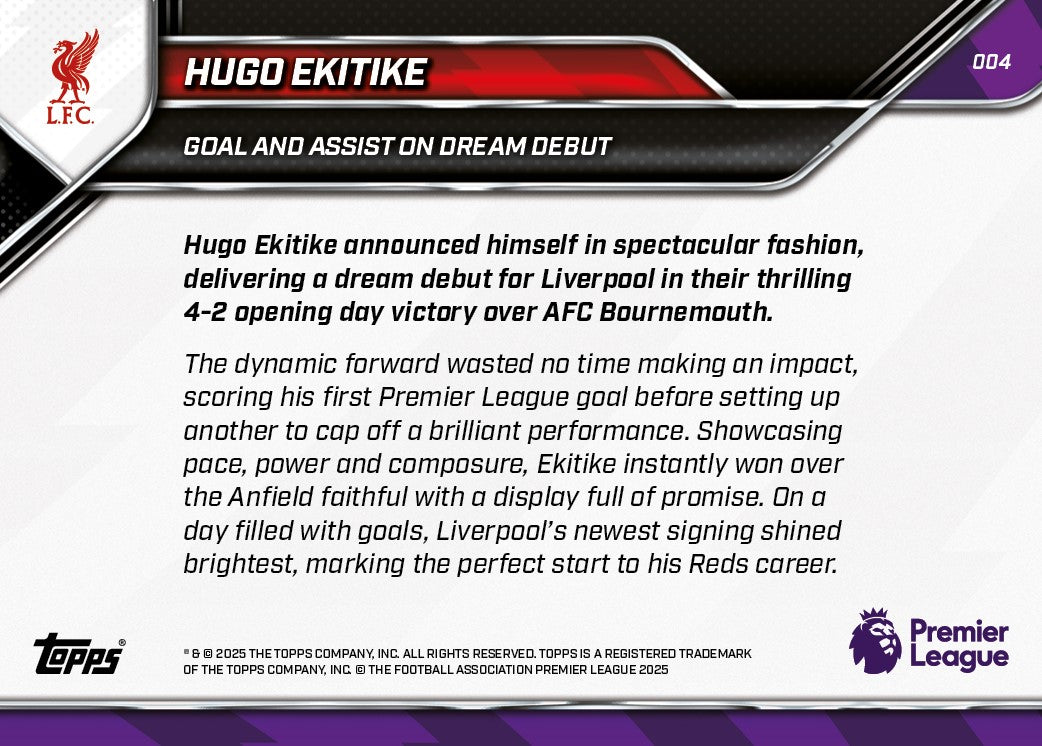 Hugo Ekitike - 2025-26 Premier League Topps NOW - Card 4 - PR: 1689 - Image 7