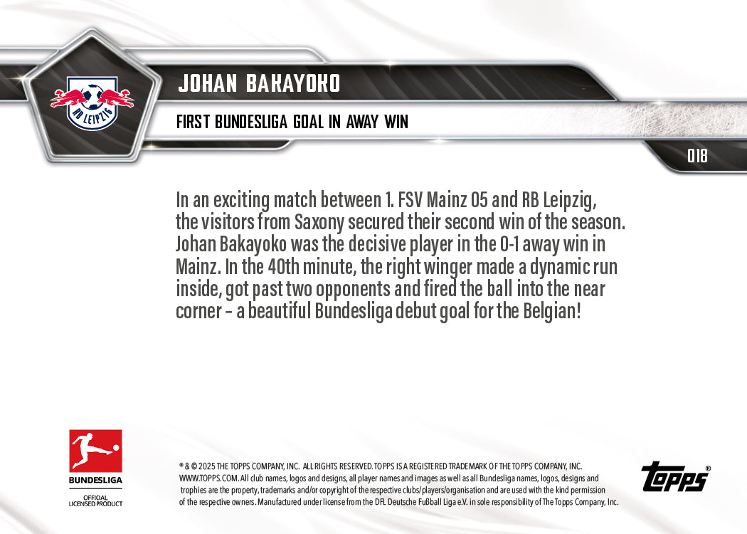 Johan Bakayoko - 2025-26 Bundesliga Topps NOW - Card 18 - PR: 126 - Image 7