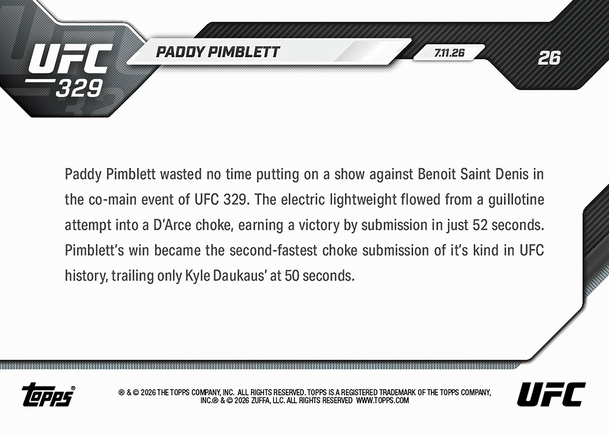Paddy Pimblett - 2026 UFC Topps NOW - Card 26 - PR: 6425 - Image 5